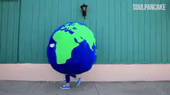 Earth character walks into a hole