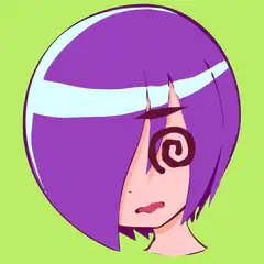 Purple hair anime girl dizzy