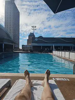legs by poolside