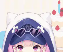 anime girl with heart sunglasses