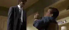 Jules Winnfield looks down at Vincent
