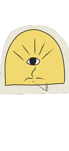 one-eyed yellow face smoking