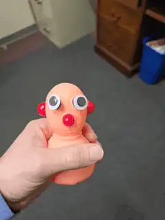 Squishy toy with googly eyes