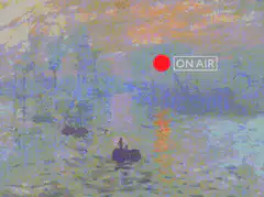 On Air sign over impressionist painting