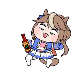 chibi horse girl drinking beer