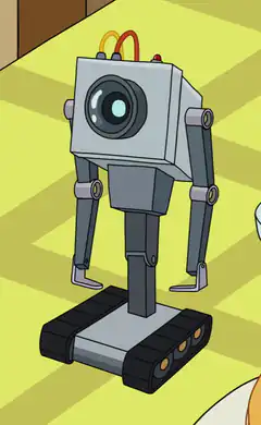 Robot with camera eye and tank treads