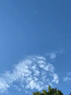 crescent moon in blue sky