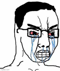 Crying man with glasses