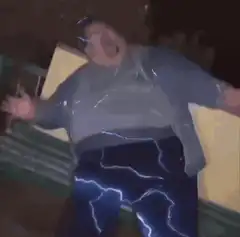 Man getting electrocuted by lightning