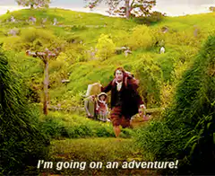 Bilbo Baggins running off on an adventure