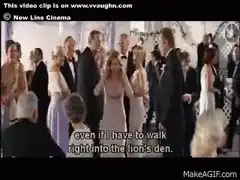 Gloria walking into the lion's den