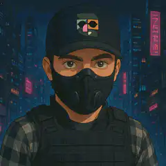 Cyberpunk character with glitch effect