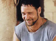 Russell Crowe smiling and laughing