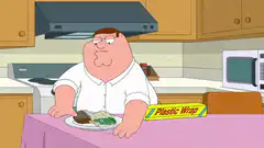 Peter Griffin plastic wrap leftovers