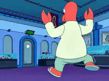 Kif runs away from the camera