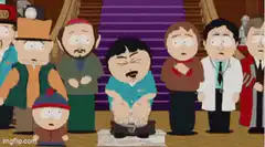 South Park character sits on toilet