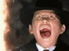 Man screaming with blood and fire