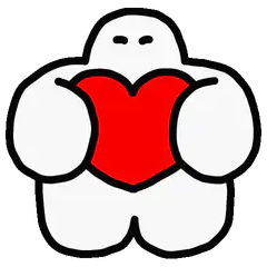 white blob with red heart