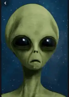 Sad alien blinking