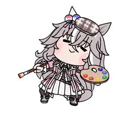 Chibi artist horse girl with paintbrush