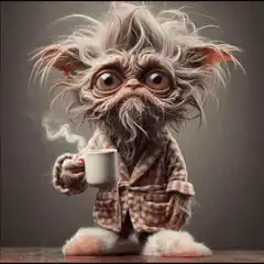 Grumpy monster wants coffee