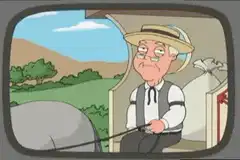 Old man driving carriage and drinking milk
