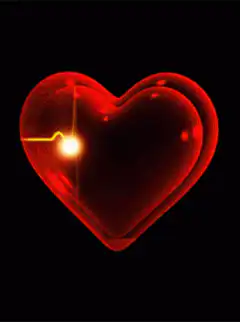 Red heart with glowing EKG line