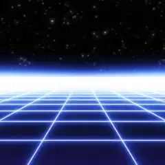 retro synthwave grid landscape