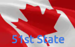 Canadian flag waving with 51st State text