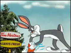 Bugs Bunny drinks Tim Hortons coffee
