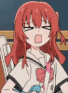 Red-haired anime girl yelling