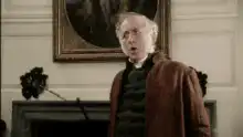 Old man shocked by falling cane
