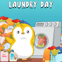 Penguin doing laundry day