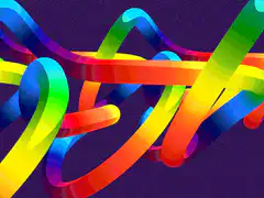 Rainbow ribbons twisting