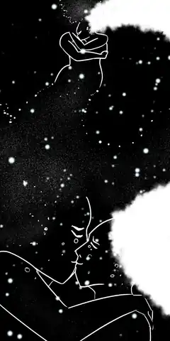 Two figures floating in space