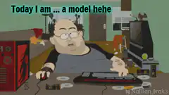 Fat guy at computer hehe