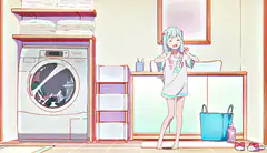 anime girl holding up a shirt