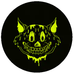 Dripping cat face with grid overlay
