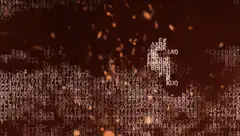 falling code and glowing particles