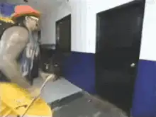 Man kicks door open with bat
