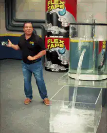 Man stops leaking pipe with Flex Tape