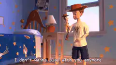 Andy throws Woody out the window