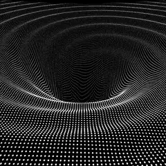 white dots rippling on black background