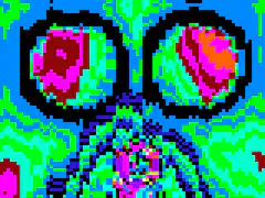 pixel art face morphing colors