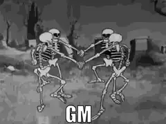 Skeletons dancing in a circle