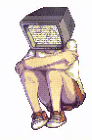 pixel art girl with TV head static