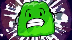 Green jelly character shocked