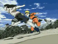 Naruto and Hinata running side by side