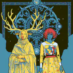 Two figures with antlers and red hair