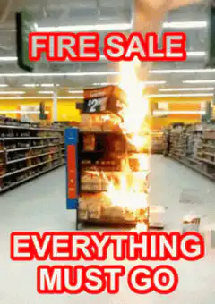 Fire sale in supermarket